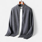 Cardigan Uomo in 100% Lana Merino con Zip e Collo Alto