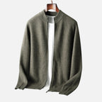 Cardigan Uomo in 100% Lana Merino con Zip e Collo Alto