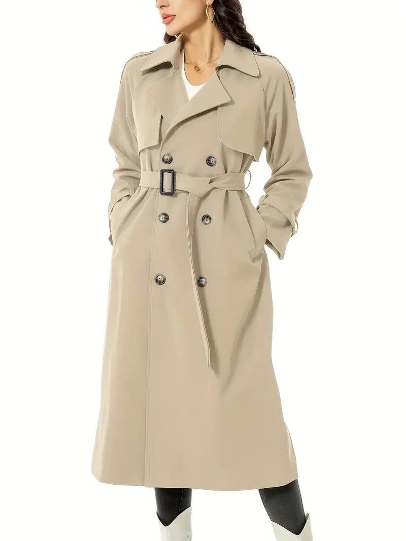 Trench Donna Lungo Doppiopetto con Cintura