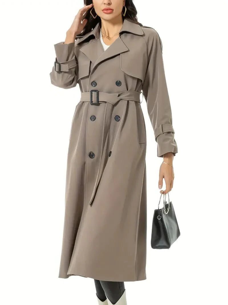 Trench Donna Lungo Doppiopetto con Cintura