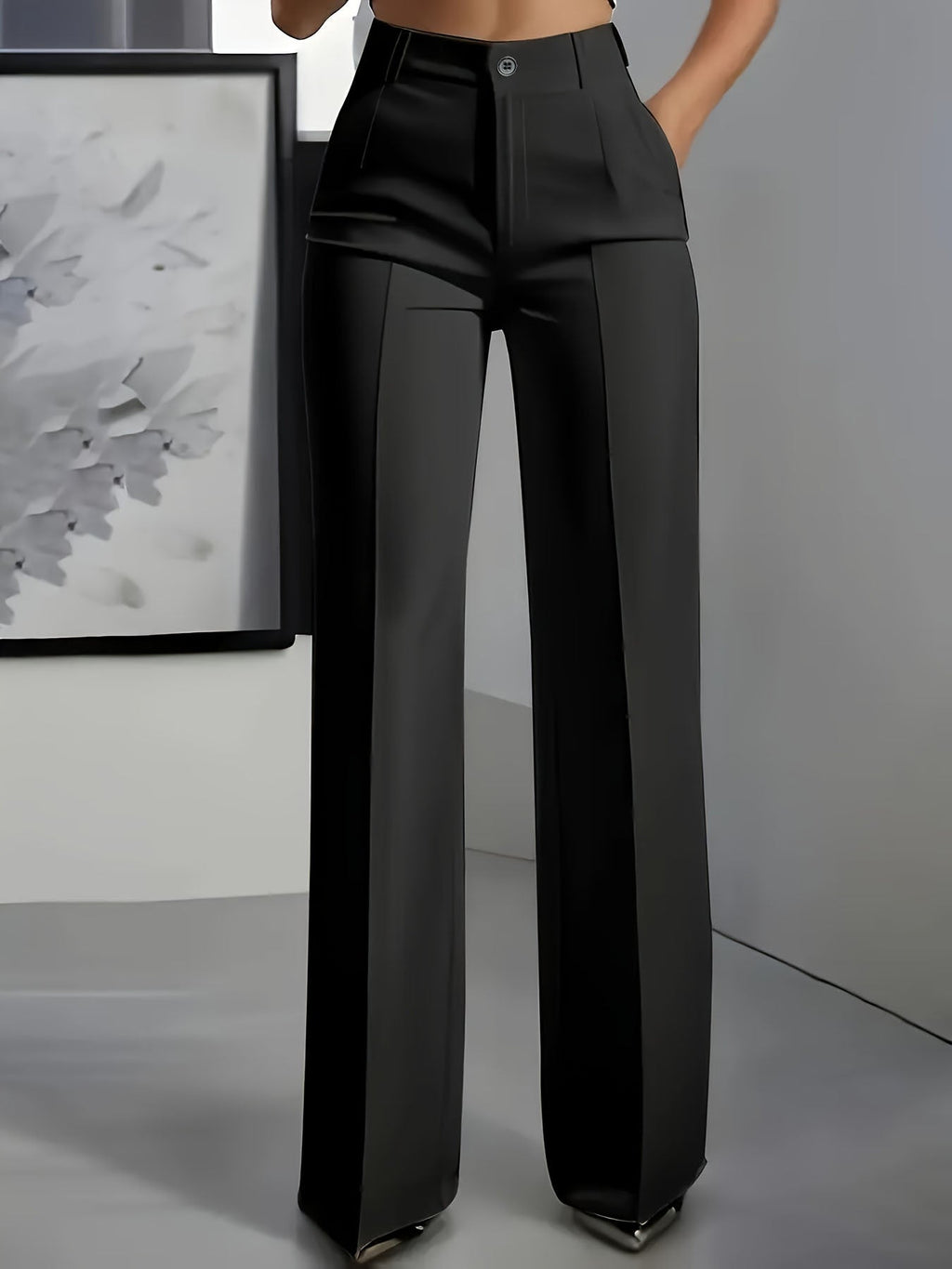 Pantalon femme habillé taille haute et jambe large