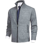 Cardigan Uomo Testurizzato con Zip Integrale e Collo Alto