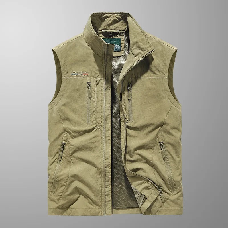 Gilet Uomo Smanicato con Zip, Collo Alto e Tasche