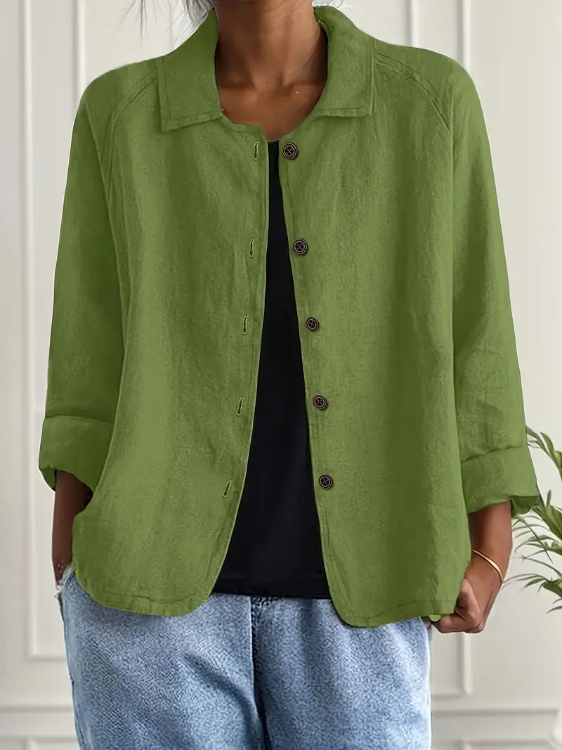 Cardigan Leggero Donna con Bottoni e Colletto Classico