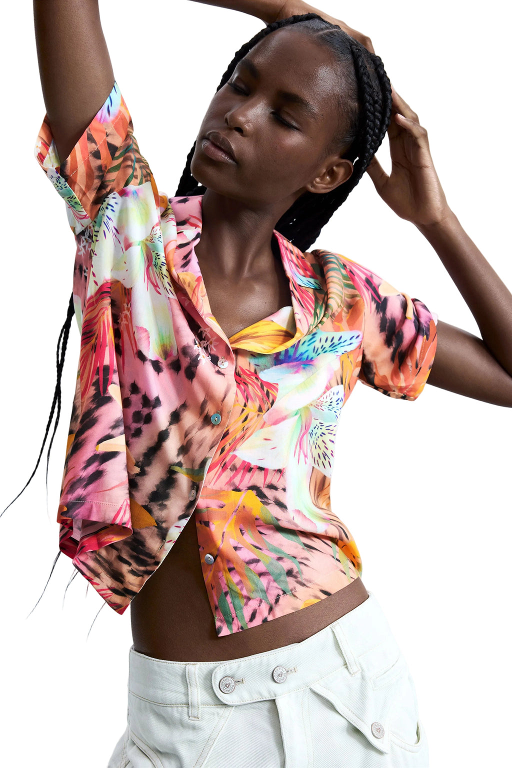 Blouse femme orange à manches courtes