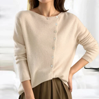 Cárdigan de mujer de punto con botones asimétricos – Elegancia y comodidad casual chic