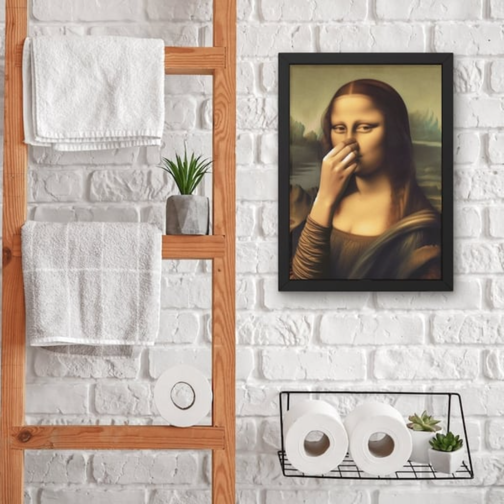 ANFINITE BathroomDecor™ Humoristisk Mona Lisa Lærredsprint