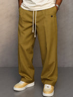 Pantalones elegantes para hombre con cordón ajustable – Corte sartorial informal elegante