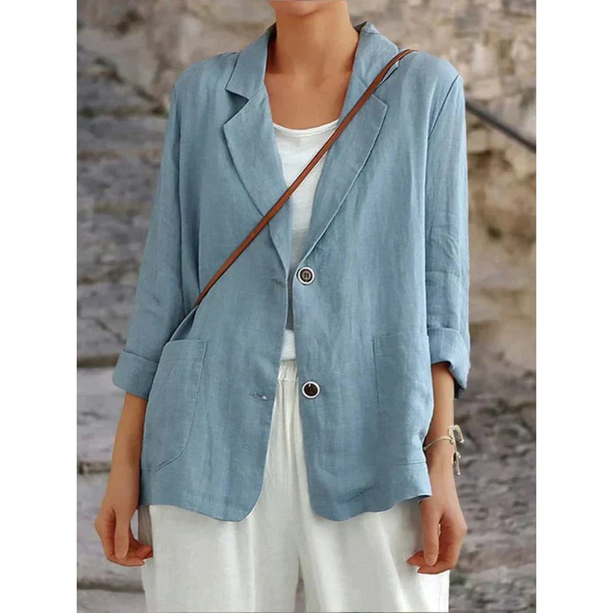 Blazer de mujer de lino ligero con corte sastre