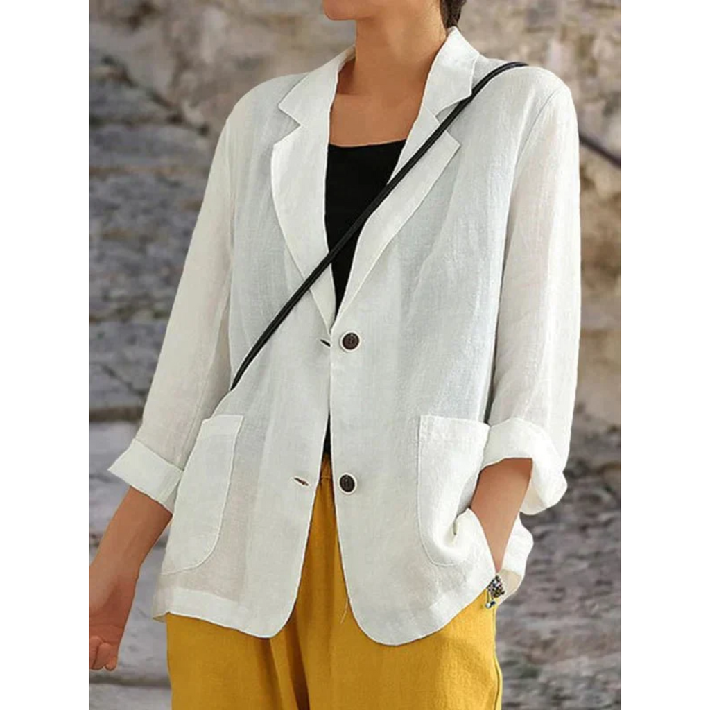 Blazer de mujer de lino ligero con corte sastre