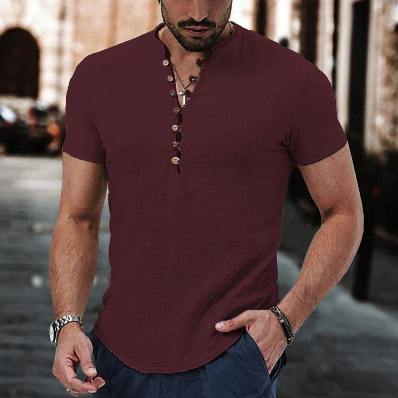 Camicia Henley Uomo in Lino
