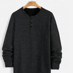 Pull homme en maille torsadée à boutons - col rond Henley élégant et décontracté