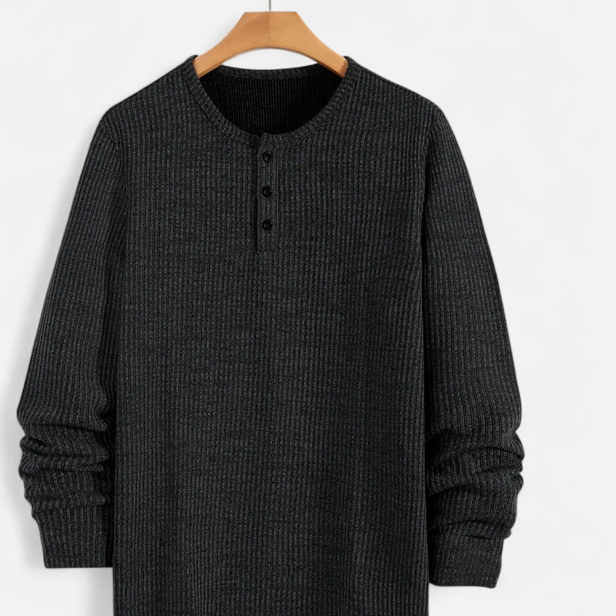Pull homme en maille torsadée à boutons - col rond Henley élégant et décontracté