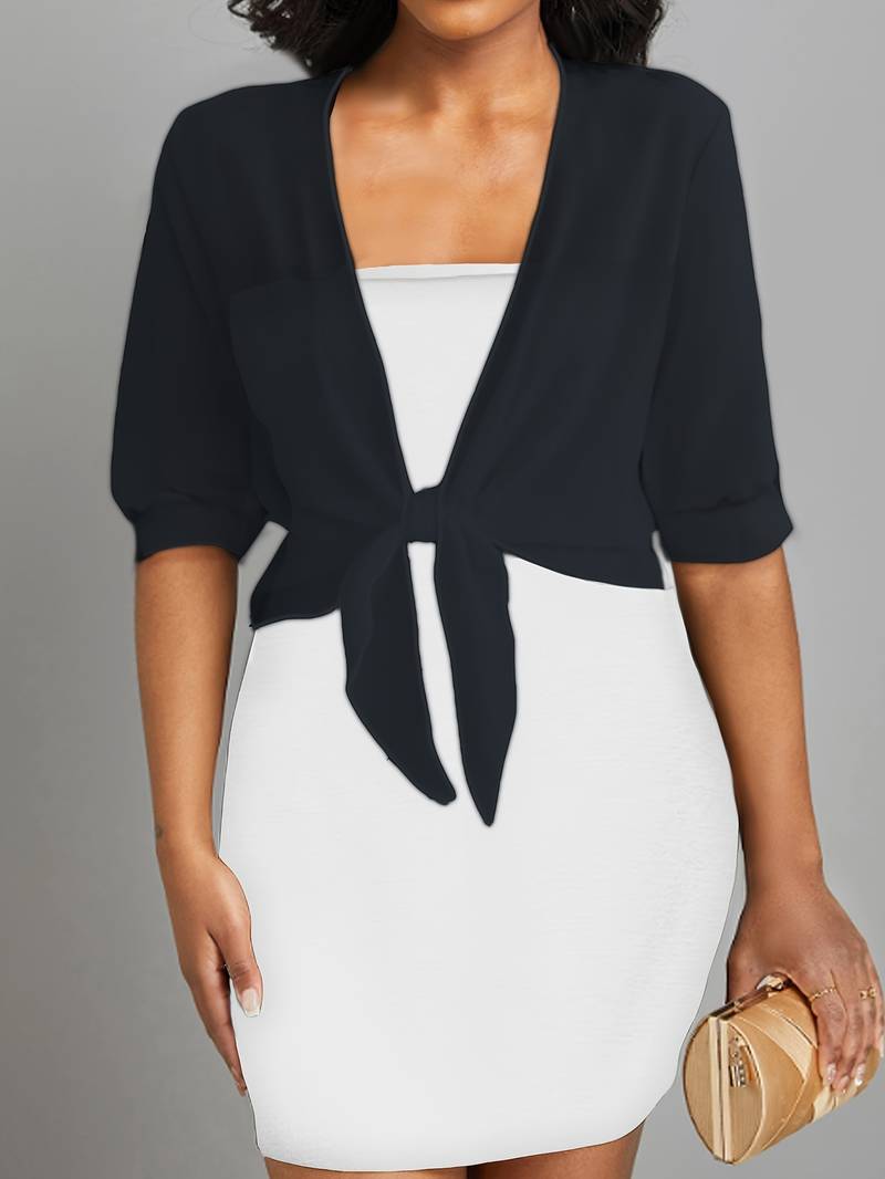 Coprispalle Donna Corto in Chiffon Trasparente con Fiocco