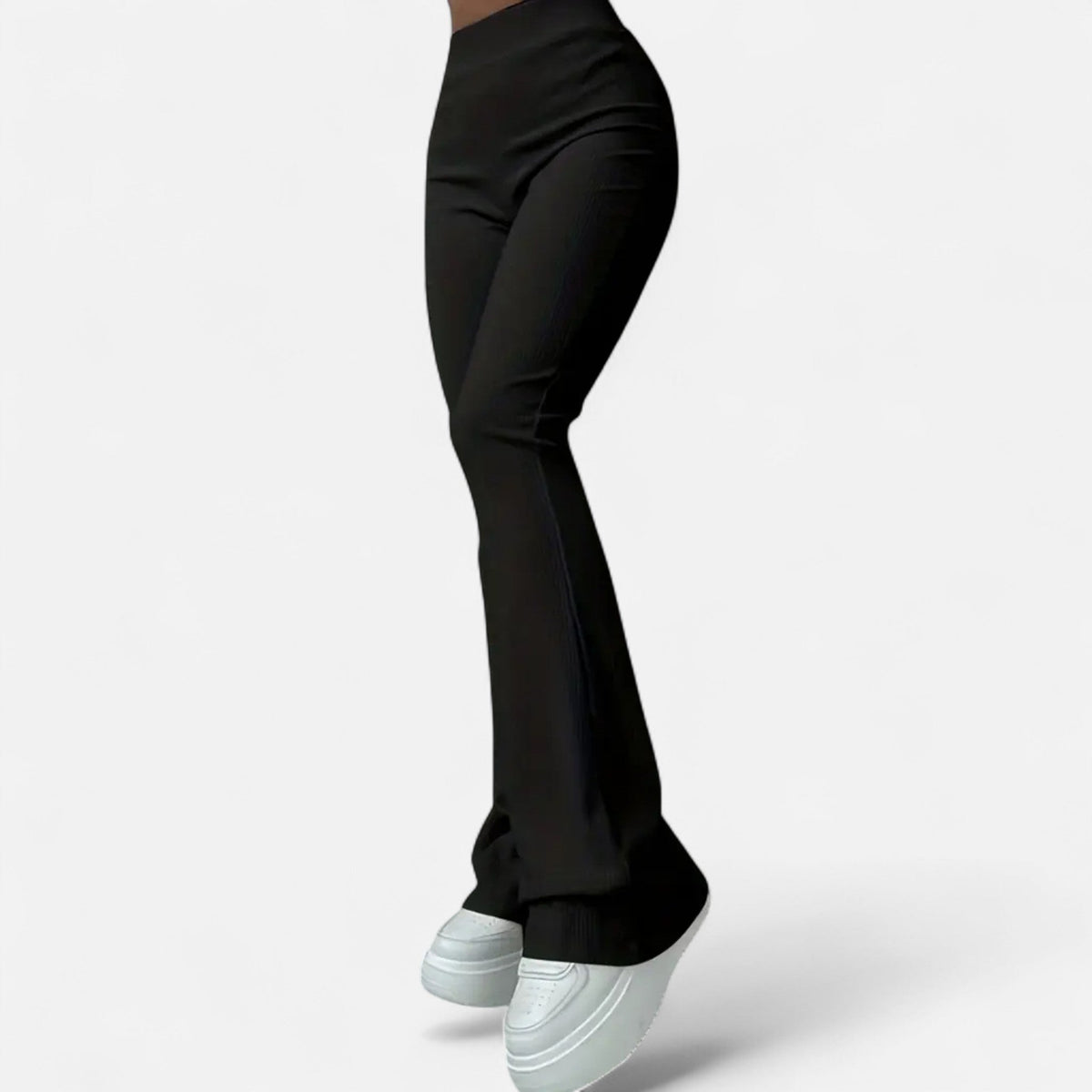 Leggings pour femme Valmonti taille haute - coupe slim élégante côtelée