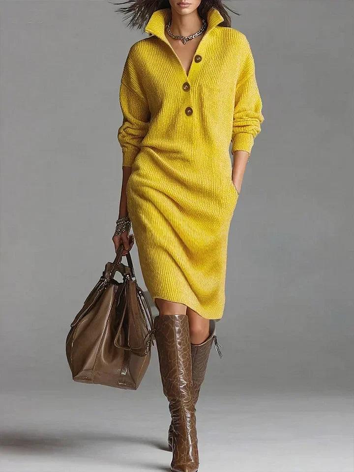 Abito Midi Donna a Costine con Bottoni ANFINITE