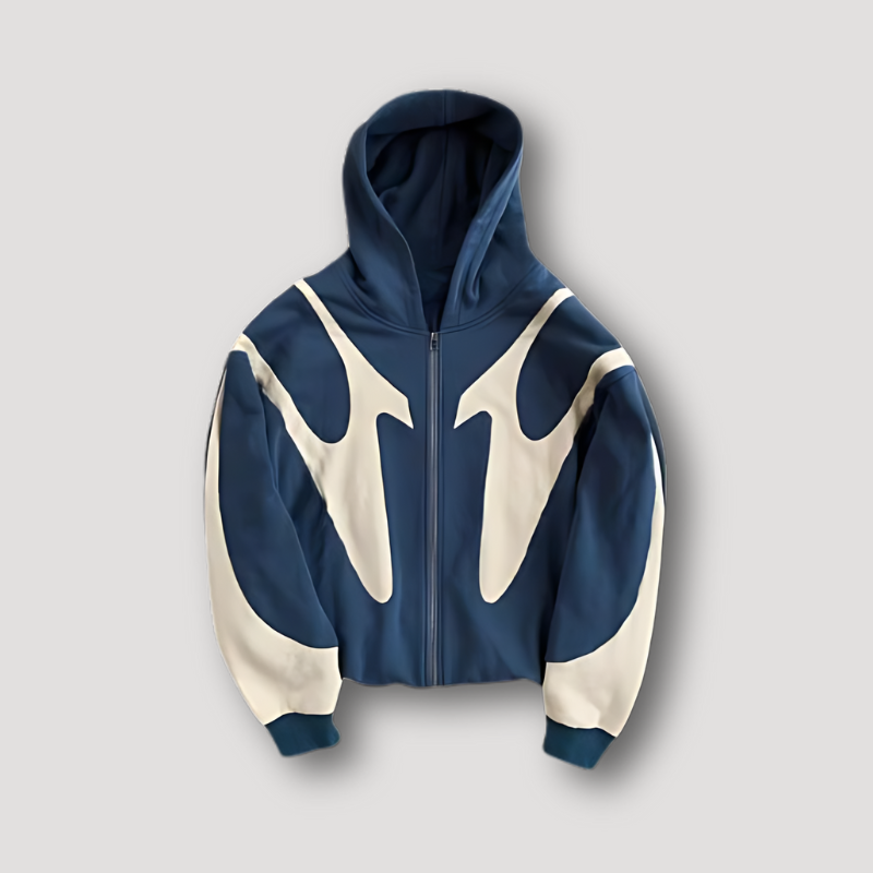 Felpa Uomo con Zip e Motivo Fiamme