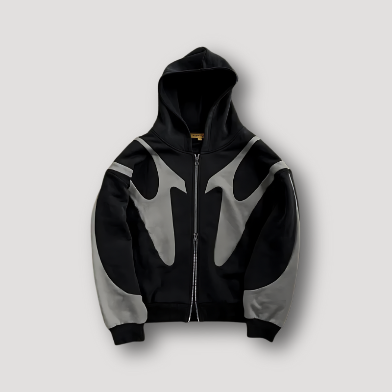 Felpa Uomo con Zip e Motivo Fiamme