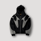 Felpa Uomo con Zip e Motivo Fiamme