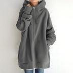 Sudadera oversize para mujer con capucha y cremallera – modelo largo y comodidad informal
