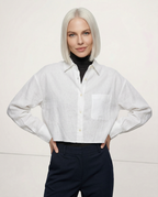Chemise courte oversize pour femme, 100 % lin