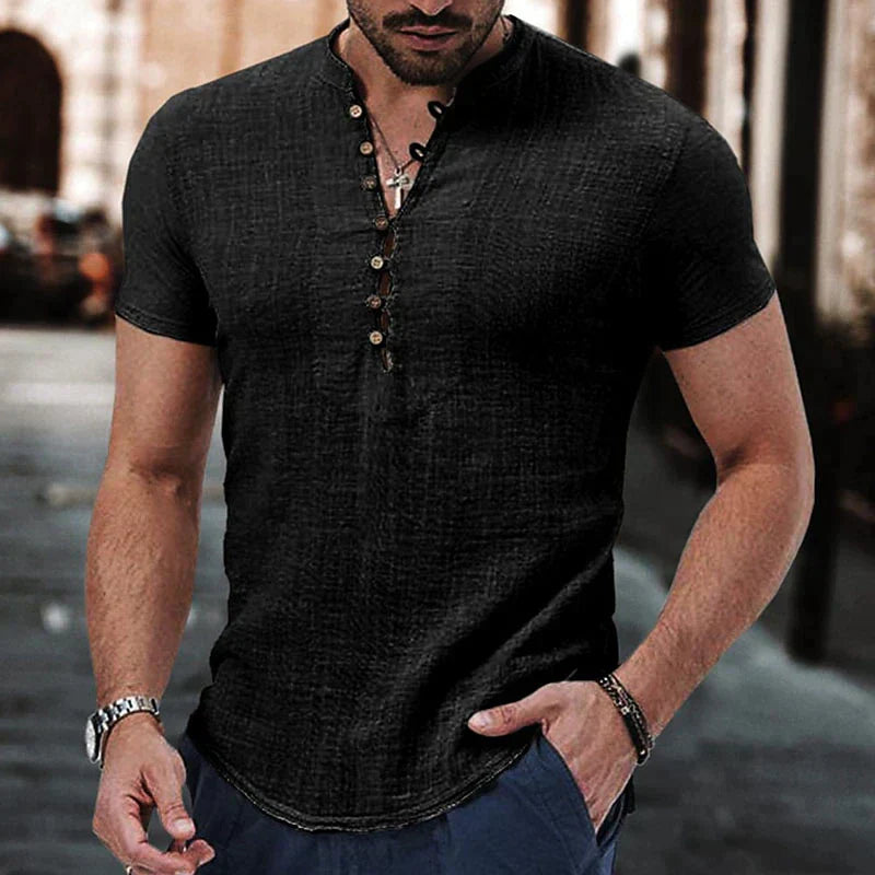 Camicia Henley Uomo in Lino