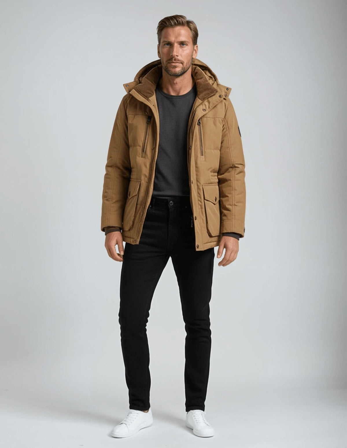 Veste d’hiver pour homme avec capuche – Parka matelassée chaude avec poches