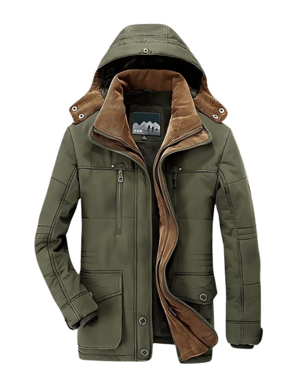 Chaqueta de invierno para hombre con capucha – parka acolchada y cálida con bolsillos