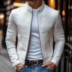 Giacca Uomo in Pelle Effetto Coccodrillo – Stile Biker Elegante con Zip