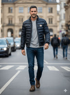 Giacca Uomo Trapuntata Leggera Slim Fit con Collo Alto