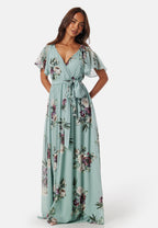 Maxi Kjole med Omslagstop og Markeret Talje