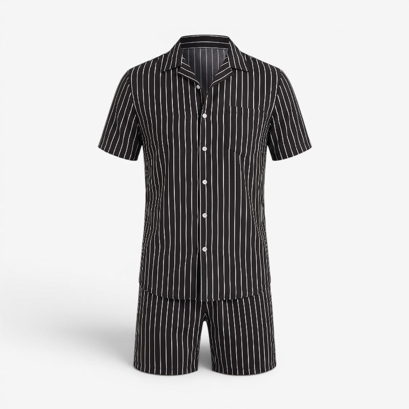 Completo da Uomo ANFINITE con Camicia a Righe e Pantaloncini