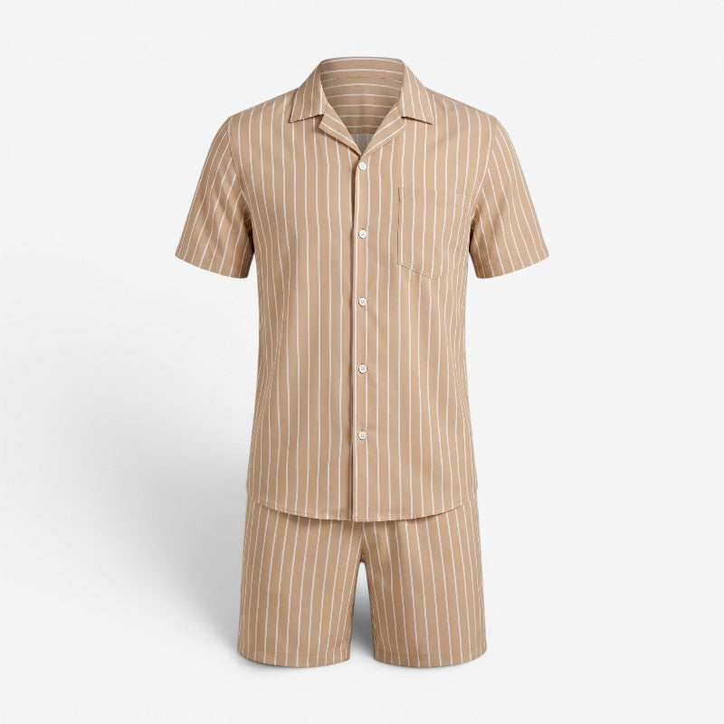 Completo da Uomo ANFINITE con Camicia a Righe e Pantaloncini