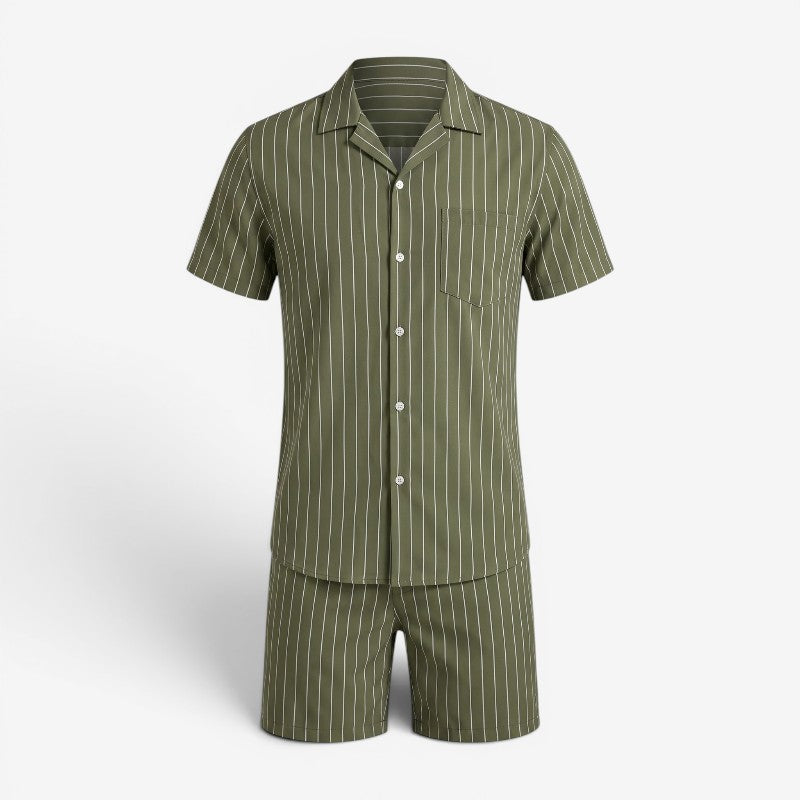 Completo da Uomo ANFINITE con Camicia a Righe e Pantaloncini