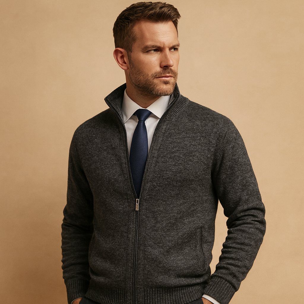 Cardigan Uomo Classico in Maglia con Zip Integrale