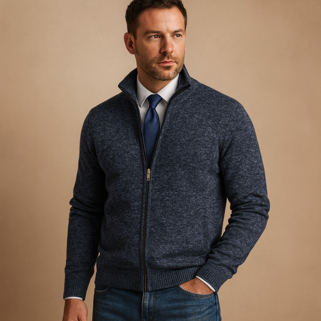 Cardigan Uomo Classico in Maglia con Zip Integrale