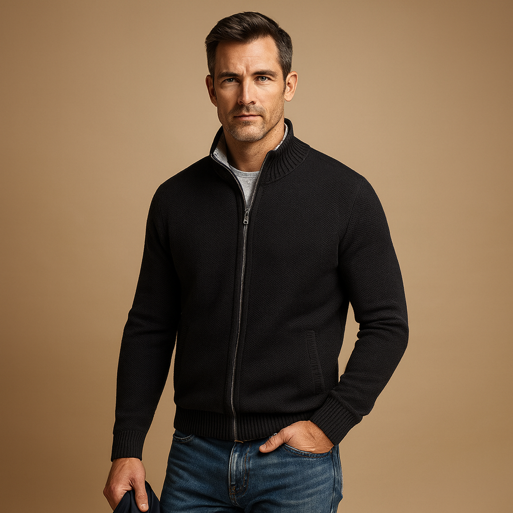 Cardigan Uomo Classico in Maglia con Zip Integrale