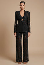 Ensemble pour femme en dentelle florale avec blazer à basque