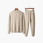 Ensemble deux pièces pour homme en laine mérinos – cardigan zippé et pantalon en maille élégant