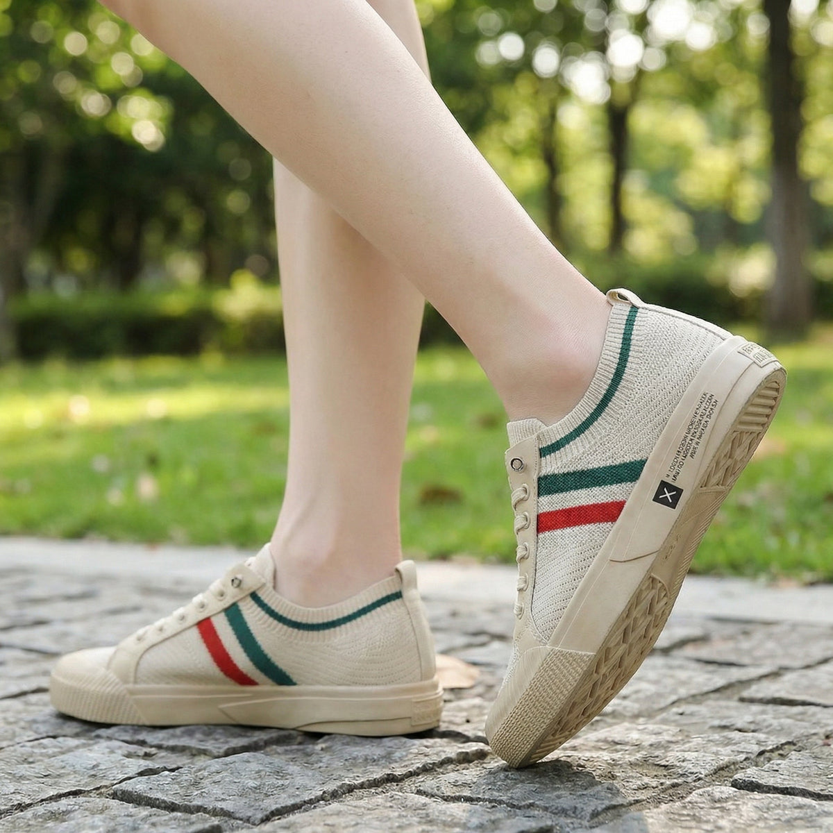 Baskets pour homme en maille respirante à rayures – chaussures de sport décontractées, légères et confortables