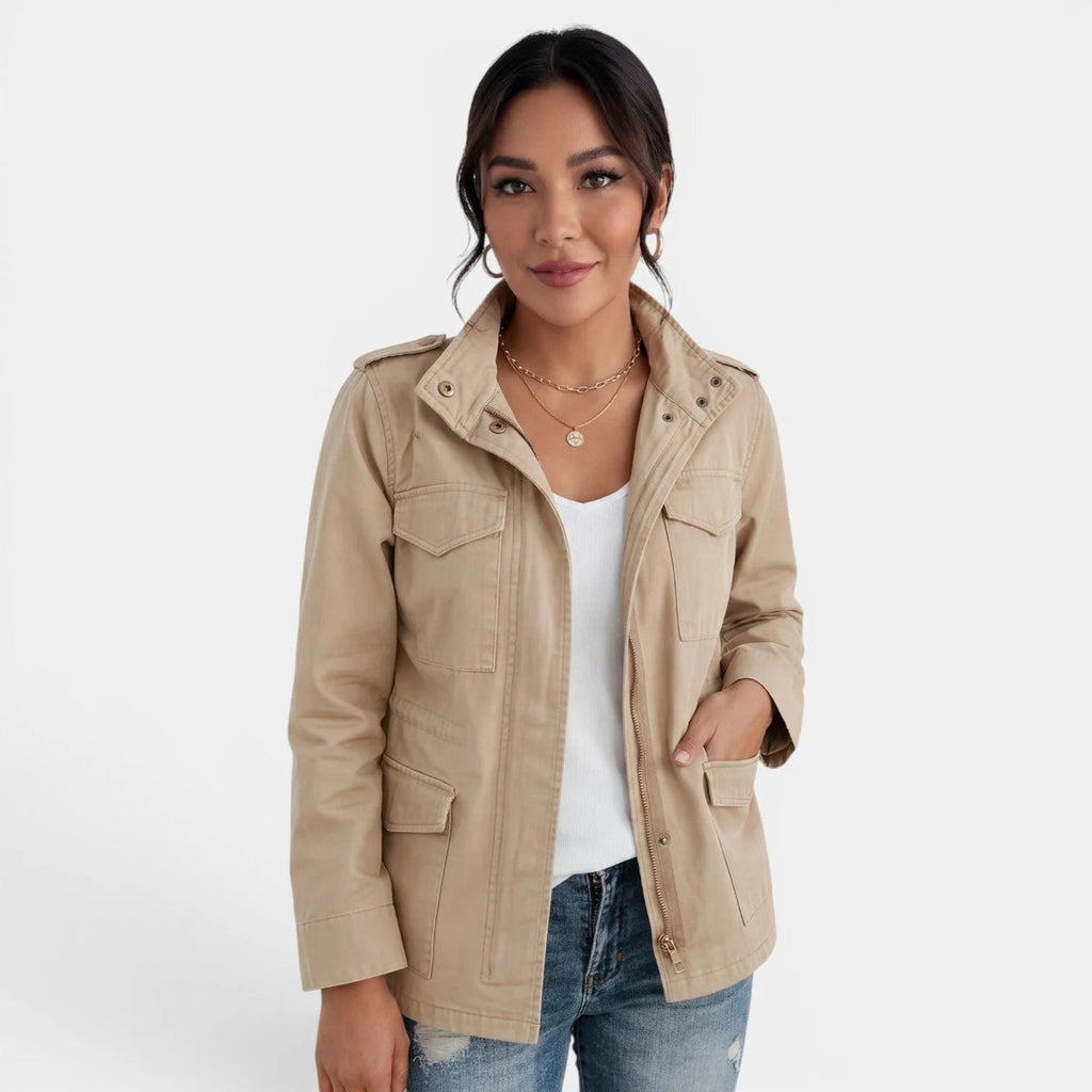 Chaqueta utilitaria ligera para mujer con cremallera