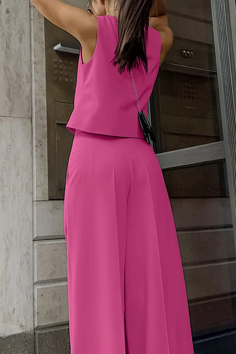 Conjunto de dos piezas para mujer con chaleco sastre y pantalones