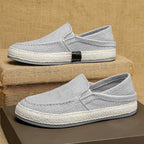 Miesten hengittävät pellavaiset slip-on-mokasiinit
