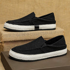 Miesten hengittävät pellavaiset slip-on-mokasiinit