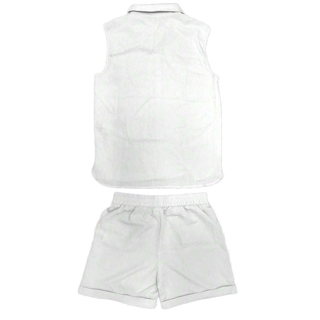 Gilet pour homme en coton et lin à col montant