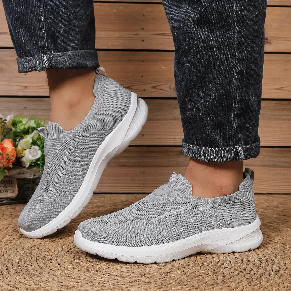 Sneakers Uomo Slip-On in Mesh Traspirante