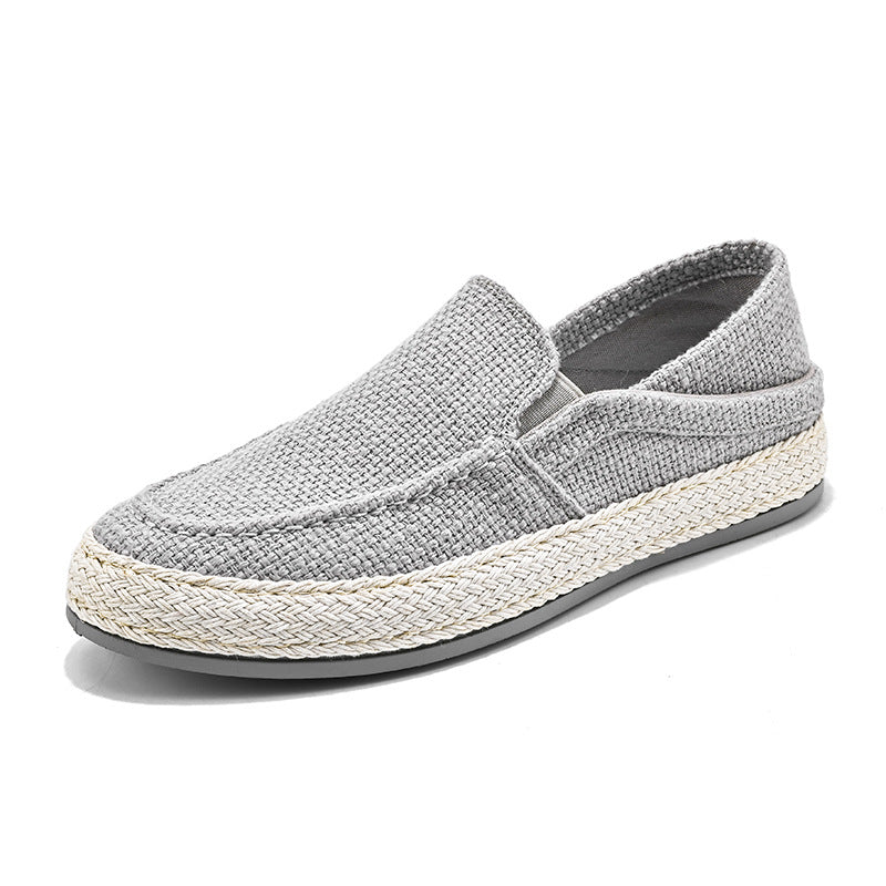 Miesten hengittävät pellavaiset slip-on-mokasiinit