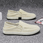 Miesten hengittävät pellavaiset slip-on-mokasiinit
