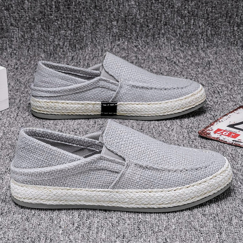 Miesten hengittävät pellavaiset slip-on-mokasiinit