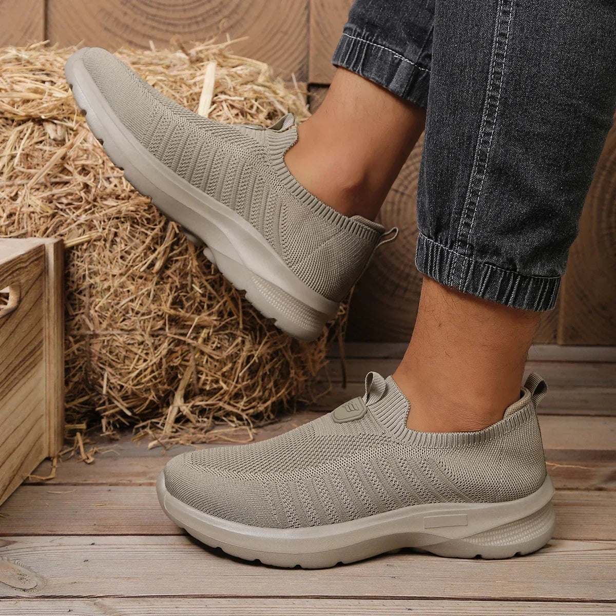 Sneakers Uomo Slip-On in Mesh Traspirante